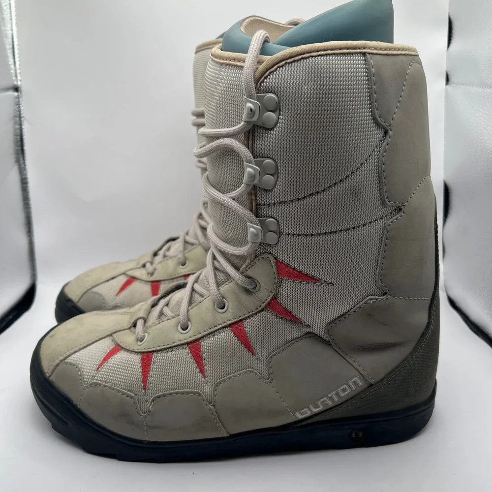 Burton Moto Snowboard Boots Mens 11 Grey Red Lace Up Winter Sports Shoes liner